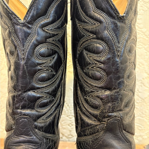 Vintage Black Western Leather Boots men’s size 8 1/2 EE wide - Picture 4 of 11